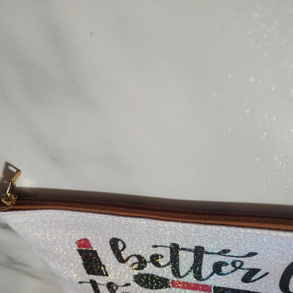 Better Late then Ugly Funny Sparkle Makeup Bag